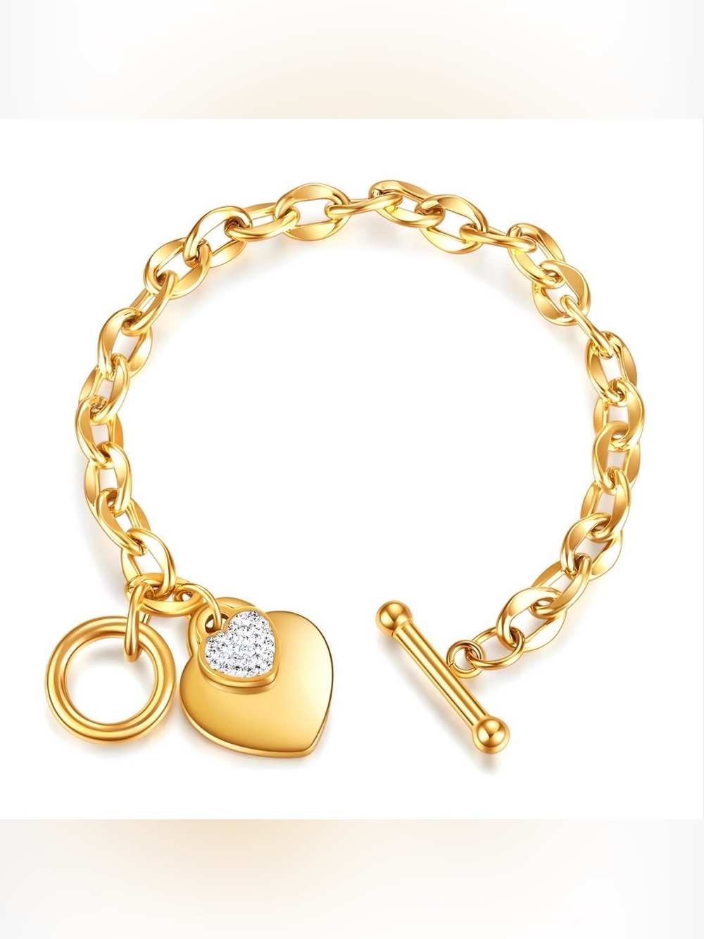 SMJ009 | Crystal Heart Toggle Bracelet